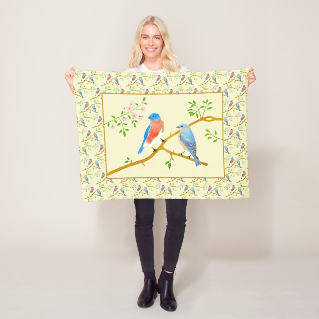 Bluebirds Blassgelbes Fleece Blanket (Beispiel)