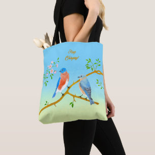 Bluebirds Blue und Gren Tote Bag