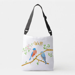 Bluebirds Crossbody White Tote Bag Tragetaschen Mit Langen Trägern
