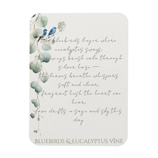 Bluebirds & Eucalyptus Vine Magnet (Vertikal)