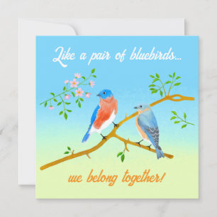 Bluebirds Flat Valentine's Card Blass Blue & Green Feiertagskarte