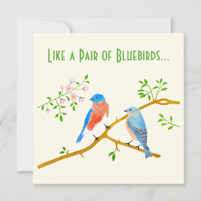 Bluebirds Gelbe Valentinkarte Karte (Vorderseite)
