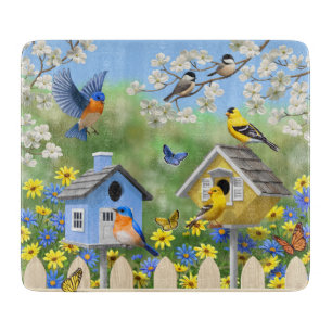 Bluebirds Goldfinches Birdhouses Blumengarten Schneidebrett