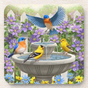 Bluebirds Goldfink und Fontane Birdbath Untersetzer