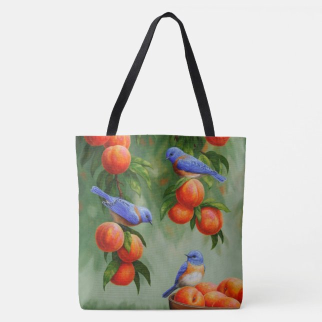Bluebirds in einem Pfirsichbaum (Vorderseite)
