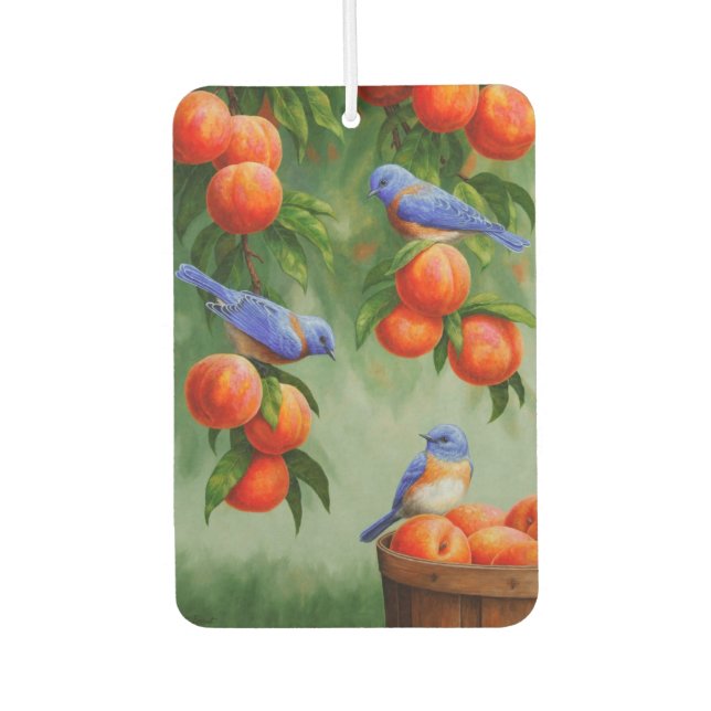 Bluebirds in einem Pfirsichbaum Autolufterfrischer (Vorderseite)