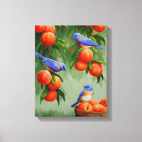 Bluebirds in einem Pfirsichbaum
