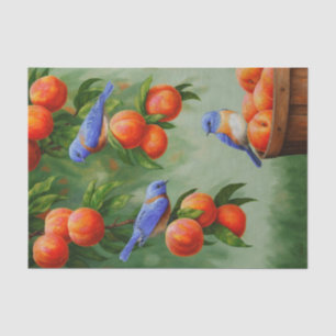 Bluebirds in einem Pfirsichbaum Seidenpapier