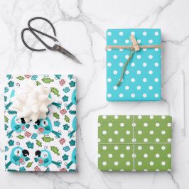 Bluebirds und Blume Geschenkpapier Set