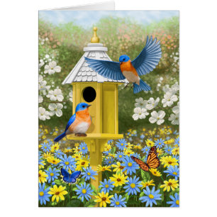 Bluebirds und Hexagon Birdhouse Blue