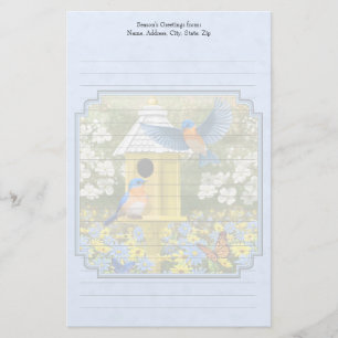Bluebirds und Hexagon Birdhouse Blue Briefpapier