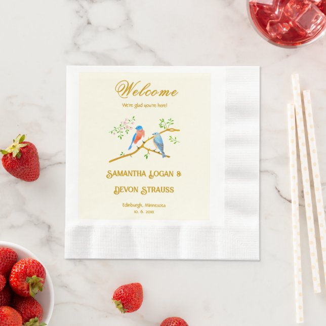 Bluebirds Wedding Napkins Serviette (Beispiel)