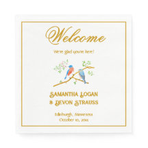 Bluebirds White Wedding Standard Napkins