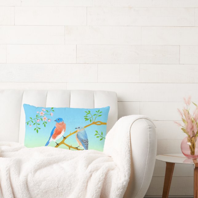 Bluebirts blass blau und grün lendenkissen (Liege)