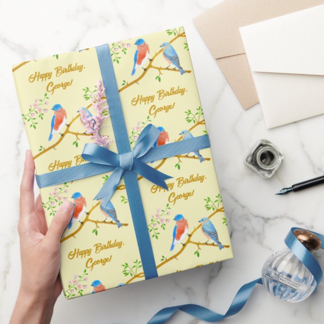 Bluebirts Gelbes Wrapping Paper Geschenkpapier (Schenken)