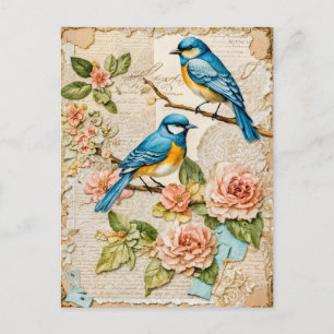 Bluebirts mit Rose Feiertagspostkarte