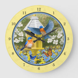 Bluebirts und Birnengelb Große Wanduhr
