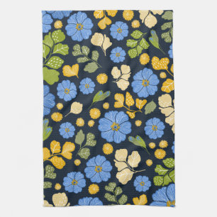 Bluebirts und Blume Geschirrtuch