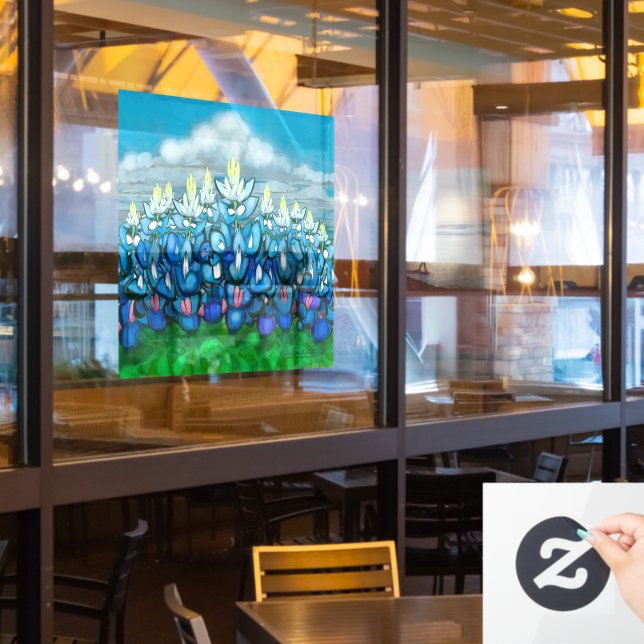 Bluebonnet Country Scene Window Fensteraufkleber (Restaurantfenster)