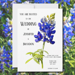 Bluebonnet Floral on White, Einladung zur Hochzeit