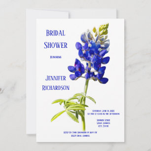 Bluebonnet Floral on White, Wedding Brautparty, Einladung