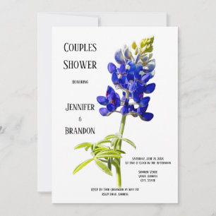 Bluebonnet Floral on White, Wedding Couples Dusche Einladung