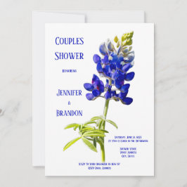 Bluebonnet Floral on White, Wedding Couples Dusche Einladung