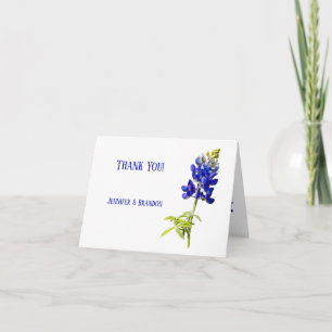 Bluebonnet Floral on White, Wedding Dankeskarte