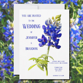 Bluebonnet Floral on White, Wedding Einladung