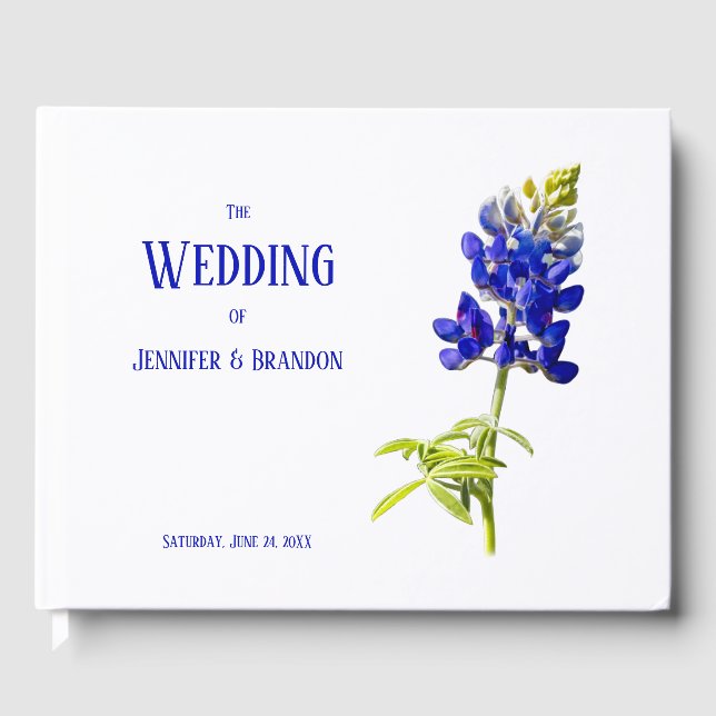 Bluebonnet Floral on White, Wedding Gästebuch (Vorderseite)