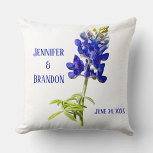 Bluebonnet Floral on White, Wedding Kissen