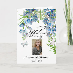 Bluebonnet Flowers and butterflies Funeral Program Programm