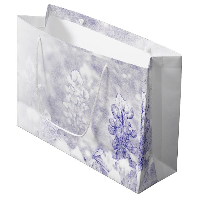 Bluebonnet mit weichen Farben Große Geschenktüte (Vorderseite Schrägansicht)