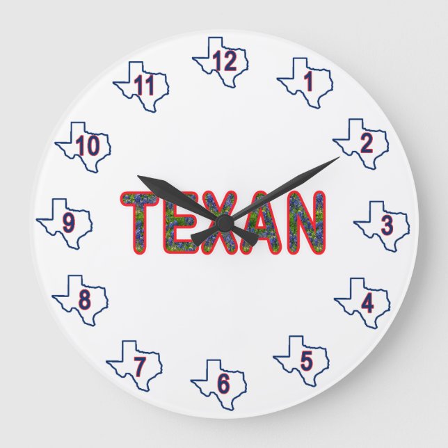 Bluebonnet Texan Große Wanduhr (Vorderseite)