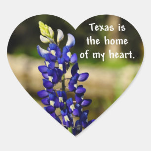 Bluebonnet "Texas is the Zuhause of My Heart"-Aufk Herz-Aufkleber