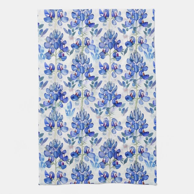 Bluebonnet Texas Wild Blume Pattern Geschirrtuch (Vertikal)
