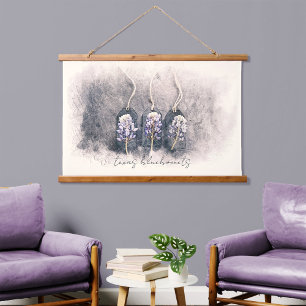 Bluebonnet Trio Wasserfarbe Wandteppich Mit Holzrahmen