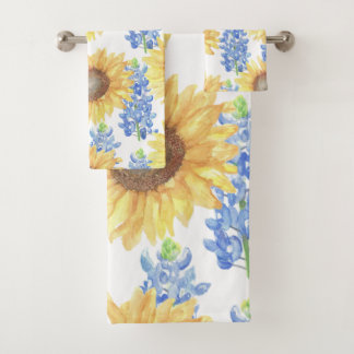 Bluebonnet und Sonnenblumen Badhandtuch Set