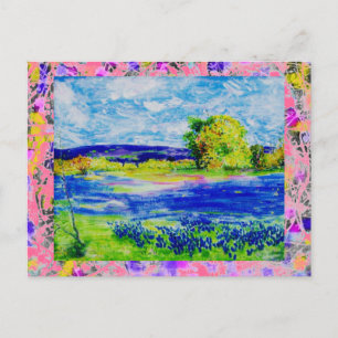 Bluebonnet-Wildblumen-Tropfen Postkarte