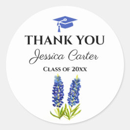 Bluebonnets Abschluss Vielen Dank Runder Aufkleber