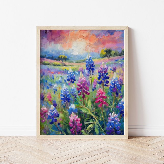 Bluebonnets Abstrakte Blumenart Poster (Von Creator hochgeladen)
