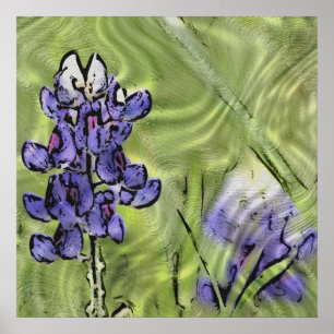 Bluebonnets auf Glas Poster