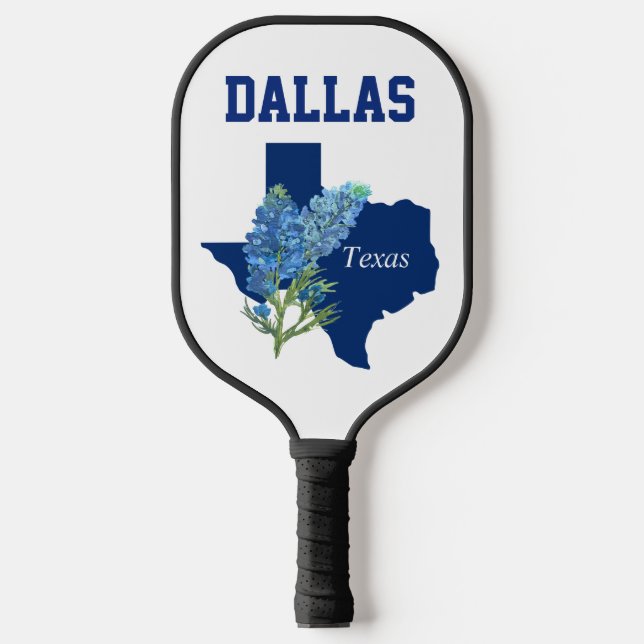 Bluebonnets Austin Dallas Floral Texan Flag Pickleball Schläger (Vorderseite)