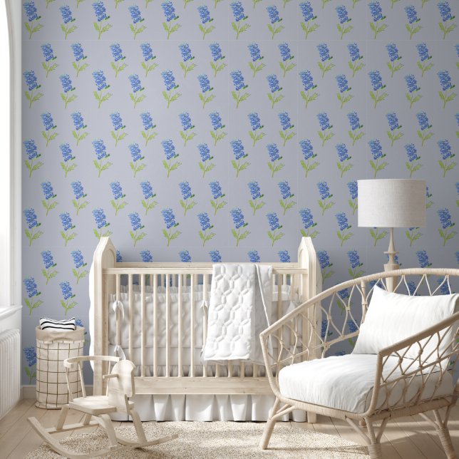 Bluebonnets Blaues Aquarellmuster Tapete (Kinder)