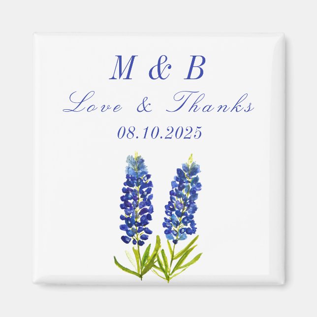 Bluebonnets Bloral Monogram Wedding Danke Magnet (Vorne)
