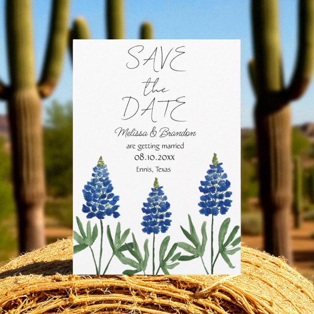 Bluebonnets Blue Floral Texas Rustikale Hochzeit Einladung (Von Creator hochgeladen)