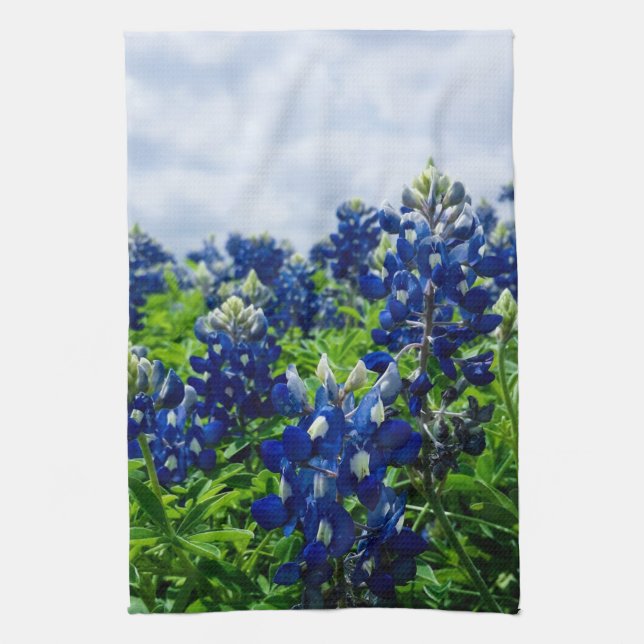 Bluebonnets Blue Floral Texas Texan Elegant Geschirrtuch (Vertikal)
