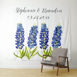 Bluebonnets Blue Floral Texas Wedding Foto Booth Wandteppich