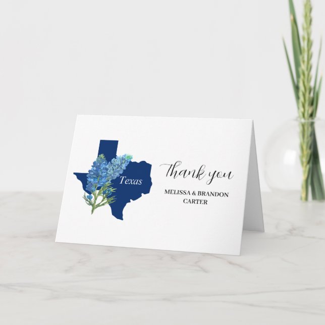 Bluebonnets Blue Floral Texas Wedding Vielen Dank Dankeskarte (Vorderseite)