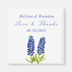 Bluebonnets Blue Floral Texas Wedding Vielen Dank Magnet